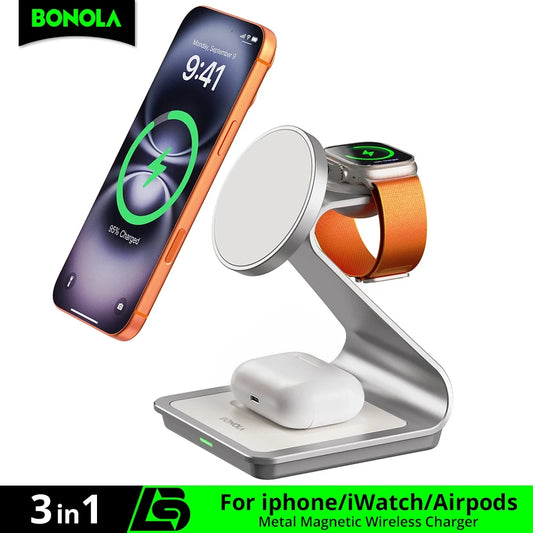 Magnetic 3-in-1 Wireless Charger Station