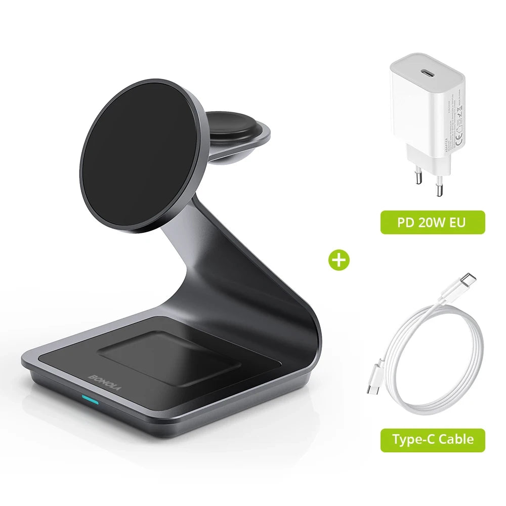 Magnetic 3-in-1 Wireless Charger Station