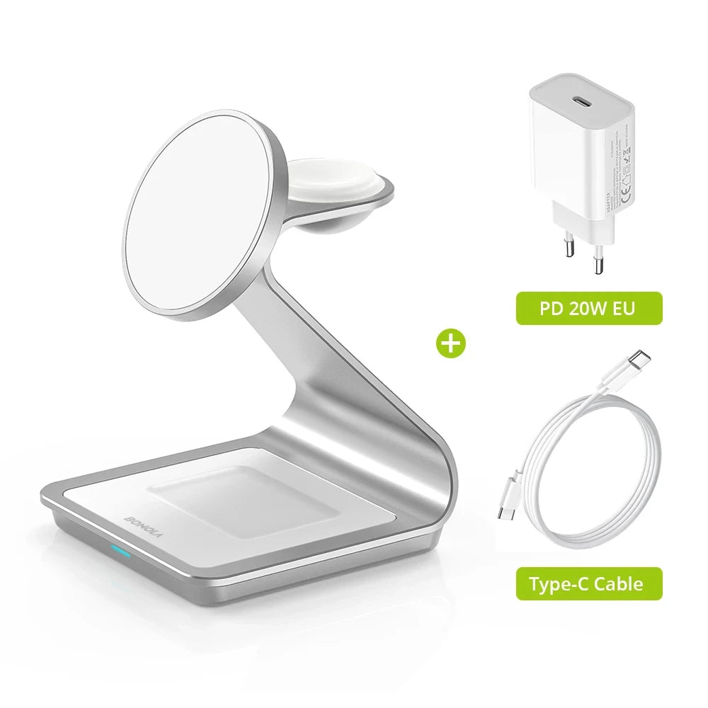 Magnetic 3-in-1 Wireless Charger Station